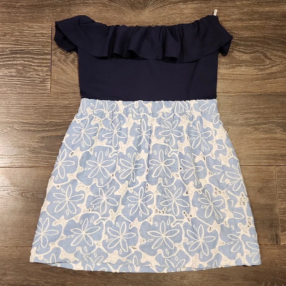 ❤️ LILLY PULITZER STRAPLESS EMBROIDERED EYELET ATHENS MINI DRESS, XS - Picture 10 of 10